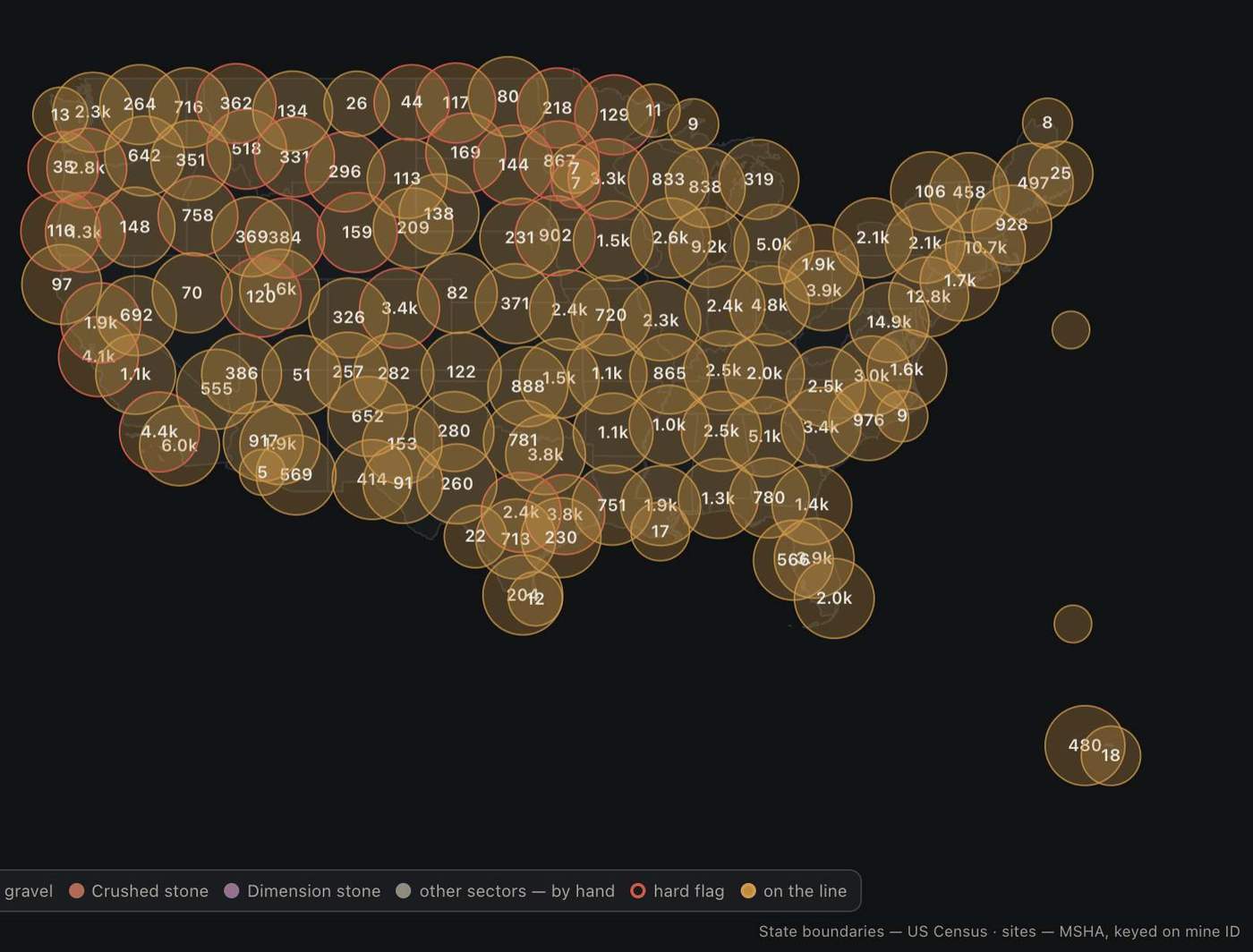 The Source map: every site on record across the United States, clustered by density